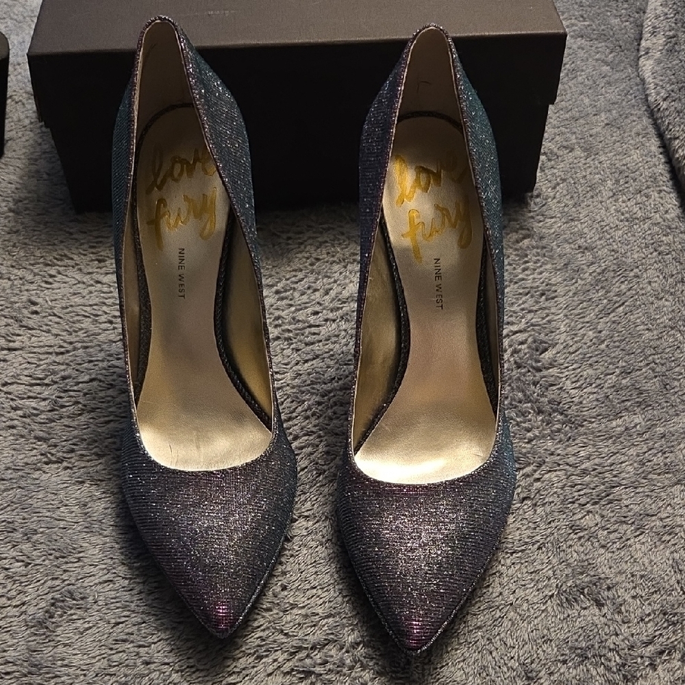 Nine West Iridescent Glitter Pointed-Toe Heels